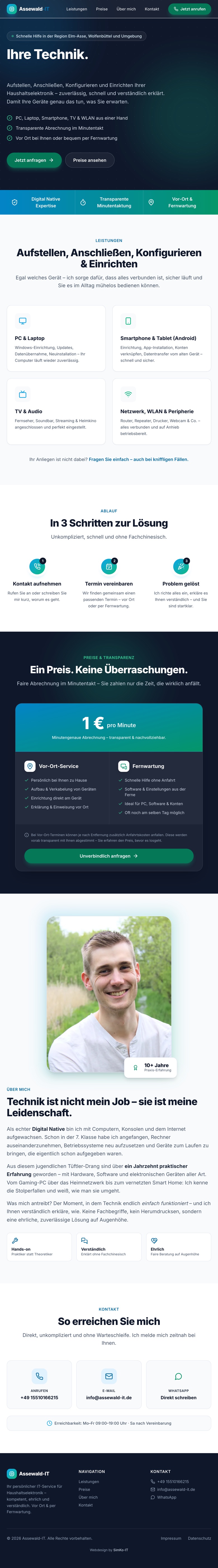 Screenshot: Assewald-IT - Technik-Service für Zuhause